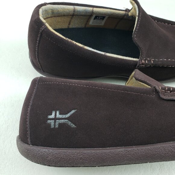 Kuru Loft Suede Moccasin Slipper Mens 12.5 Brown Slip On Rubber Sole House Shoe - Picture 7 of 12